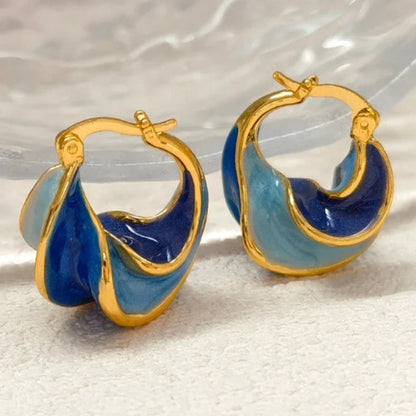 High Quality Geometric Blue Gold Earrings