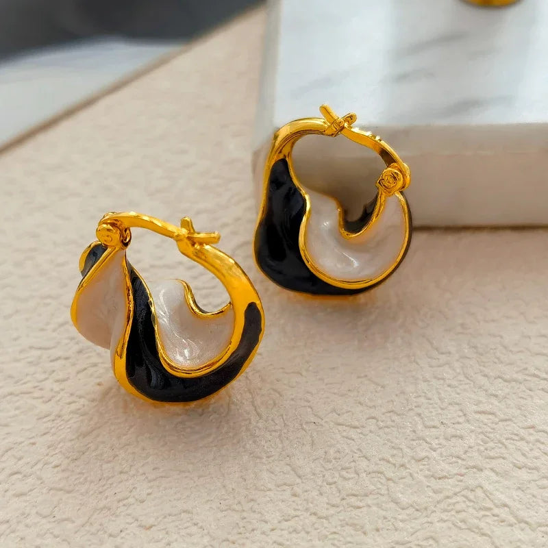 High Quality Geometric Blue Gold Earrings