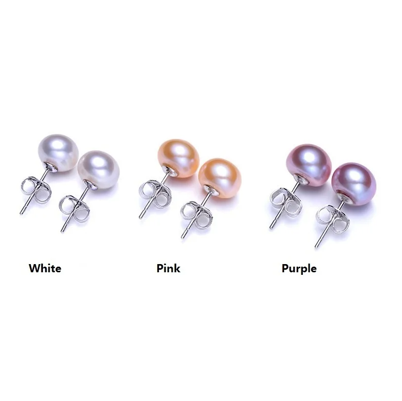 Natural Freshwater Pearl Silver Stud Earring