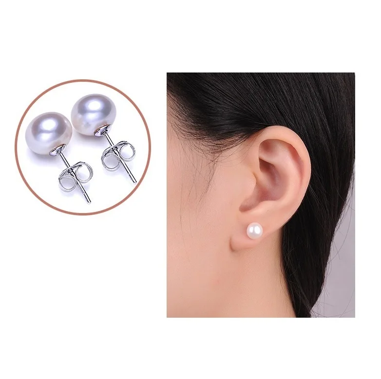 Natural Freshwater Pearl Silver Stud Earring