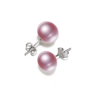 Natural Freshwater Pearl Purple Silver Stud Earring