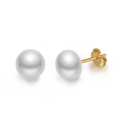 Natural Freshwater Pearl Gold Stud Earring