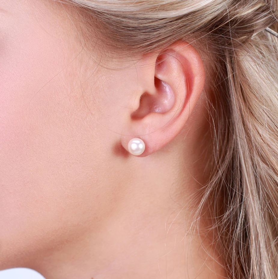 Natural Freshwater Pearl Gold Pink Stud Earring