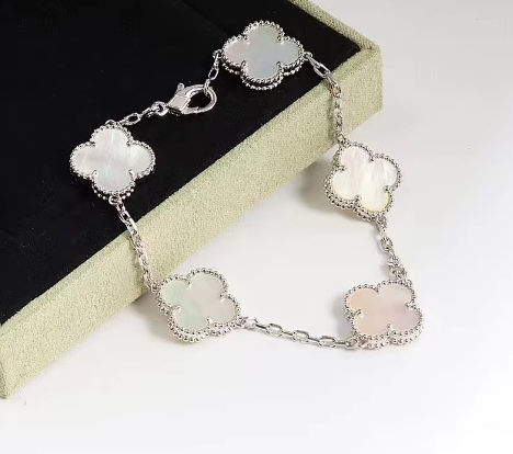 Sterling Silver Pearl Clover Bracelet