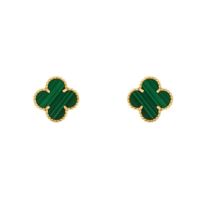 925 Sterling Silver Green Clover Stud Earring