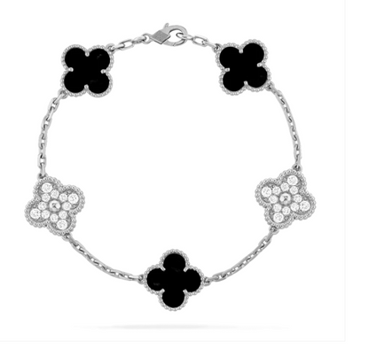 Sterling Silver Pearl Clover Bracelet