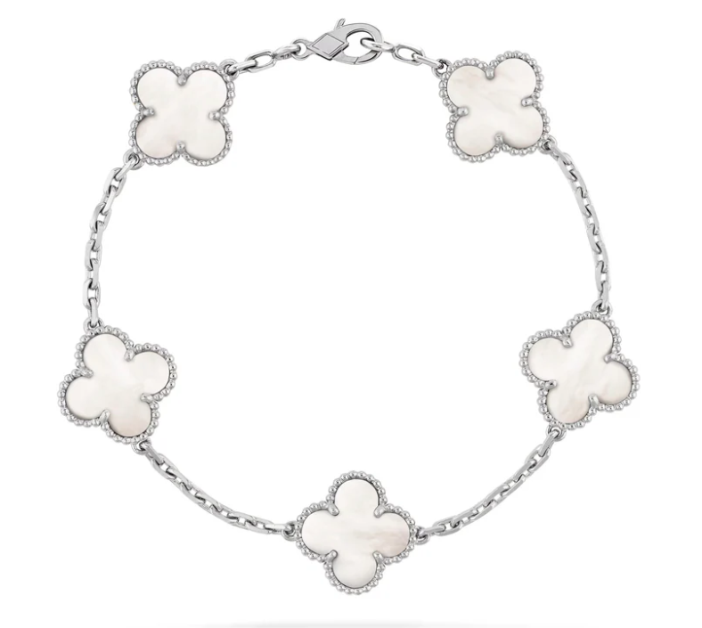 Sterling Silver Pearl Clover Bracelet